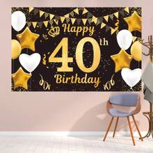 1 pezzo di telo scenografico decorativo nero e oro di alta qualità per festa di compleanno 40esimo, dimensioni 82,7*59,1/59,1*39,4/39,4*29,5 pollici, perfetto per decorare la sala della festa di compleanno