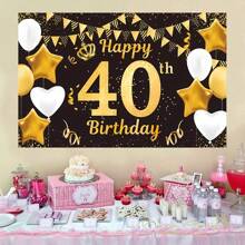 1 pezzo di telo scenografico decorativo nero e oro di alta qualità per festa di compleanno 40esimo, dimensioni 82,7*59,1/59,1*39,4/39,4*29,5 pollici, perfetto per decorare la sala della festa di compleanno