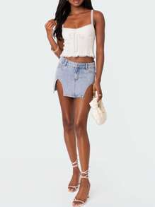 Women Lace Camisole Crop Top Summer Spaghetti Strap Tank Tops Sleeveless T-Shirt For Streetwear Clubwear - trắng - Xem 6