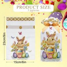 10PCS Easter Drawstring Candy Bag Easter Treats Bags 6''X9'' Plastic Easter Gift Bags For Classroom Party Favor Goodie Bags