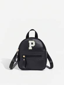 1 件女孩经典背包，带 26 个 A-Z 字母，单肩包，心形钱包，可调节肩带，情人节礼物的理想选择，适合日常、户外、学校、旅行、徒步旅行、便携，很棒的礼物选择 - 黑色 - 查看 46