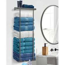 Bathroom Towel Storage Black Towel Holder Bathroom Decor Aesthetic Towel Racks For Bathroom Bath Towel Storage - Màu xám - B - Xem 2