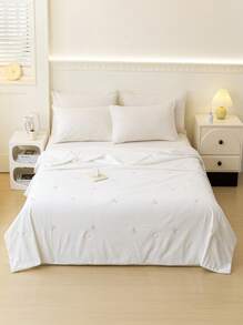 1 件清新双层蝴蝶结褶皱夏季被子空调毯，羽绒替代被子和羽绒被芯 - 四季被子 - 盒缝被子（不含枕套）