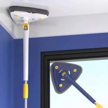 可伸縮旋轉免手洗三角拖把，適用於客廳臥室廚房衛生間地板天花板瓷磚牆面玻璃窗戶汽車清潔