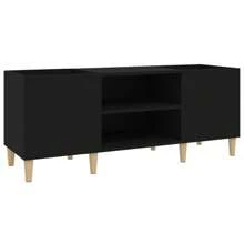 Stylish Black Engineered Wood Record Cabinet 128x48 Cm For Vinyl Storage And Display - Black - View 2