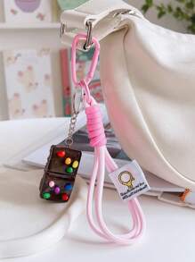1pc Simulatie Voedsel Hanger, Decoratieve Sleutelhanger Inclusief Sushi, Rijstbal, Chips, Gebakken Kip, Gebakken Ei, Handgemaakt Touw, Mode Accessoire Voor Tas, Telefoon, Camera, Unisex Klein Cadeau
