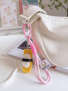 1pc Simulatie Voedsel Hanger, Decoratieve Sleutelhanger Inclusief Sushi, Rijstbal, Chips, Gebakken Kip, Gebakken Ei, Handgemaakt Touw, Mode Accessoire Voor Tas, Telefoon, Camera, Unisex Klein Cadeau