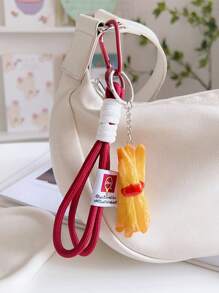1pc Simulatie Voedsel Hanger, Decoratieve Sleutelhanger Inclusief Sushi, Rijstbal, Chips, Gebakken Kip, Gebakken Ei, Handgemaakt Touw, Mode Accessoire Voor Tas, Telefoon, Camera, Unisex Klein Cadeau
