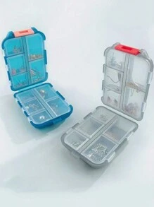 1 个双层药盒，便携式 10 隔层透明密封药品收纳盒，用于耳环、项链、旅行配件、渔具的珠宝盒 - 彩色 - 查看 3