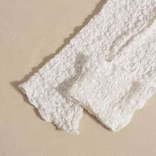 Women's Off Shoulder Dress Solid Pleated Ruffled Hem Flared Cuffs Long Sleeve Slim Fit Mini Dress For Spring& Summer,Bride - White - View 5