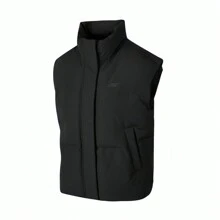 Skechers Down & Feathers Vest, Lightweight & Warm, Water-Resistant, Stand Collar, Sports Woven Padded Gilet Jacket