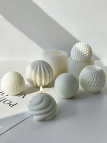 Geometrische Kunst asymmetrische Sphäre Aromatherapie Kerze Silikon Form 1 Stück DIY handgefertigte Sphäre Seife Gips Kerze einfache Entnahme sauber wiederverwendbar für Heim Dekoration Geschenk Präsentation Party - Weiss - Übersicht 9