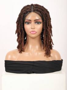 Full Double Lace Braided Wigs Knotless Spring Twisted Braids Wigs Passion Twist Wigs For Women 16 Inches Synthetic Lace Front Bob Braid Hair Wigs