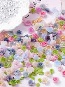 100Pieces 3D Flowers Rose Nail Art Charms Glow In The Dark Resin Camellia Nail Art Stud Jewelry For Women DIY Crafts Manicures Tips Nail Decorations Nails