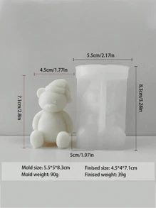2 件 3D 坐姿熊香薰蜡烛硅胶模具，可爱熊蜡烛蜡硅胶模具，适用于树脂 DIY 动物蜡烛香薰手工模具，粘土工艺品适用于家庭婚礼派对装饰 - 白色 - 查看 7
