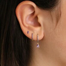 Bộ 3 chiếc bông tai Charlotte đeo một bên đính đá ngọc lục bảo, bông tai nữ hình giọt nước hình học, trang sức xỏ sụn tai - Loại bướm - Xem 19