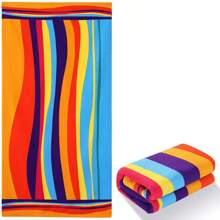Colorful Rainbow Striped Microfiber Beach Towel Super Absorbent Quick Drying No Sand Soft Thick Perfect For Pool Bathing Travel Picnic Camping(70*140cm)