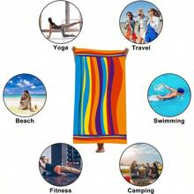 Colorful Rainbow Striped Microfiber Beach Towel Super Absorbent Quick Drying No Sand Soft Thick Perfect For Pool Bathing Travel Picnic Camping(70*140cm)
