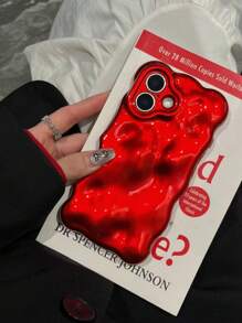 酒红色泡泡波 15/15 Pro Max 手机壳，独特时尚保护套，兼容 14 Pro、13、12、11 型号，防水防震防摔防刮 - 紅色 - 查看 4