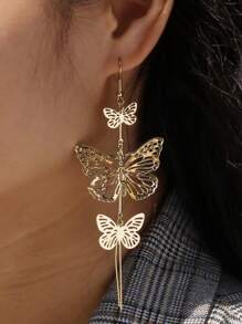 1 对长款镂空蝴蝶耳环，简约时尚，适合日常休闲佩戴 - 彩色 - 查看 2