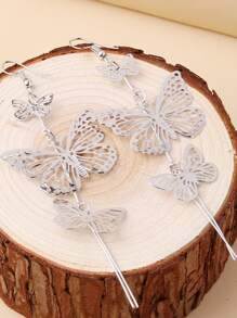 1 对长款镂空蝴蝶耳环，简约时尚，适合日常休闲佩戴 - 彩色 - 查看 1