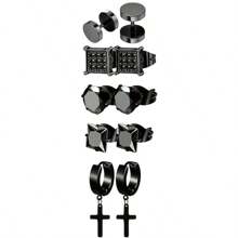 5 对女士不锈钢吊坠耳环 - 風格一 - 查看 2