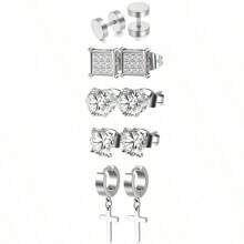 5 对女士不锈钢吊坠耳环 - 風格一 - 查看 3