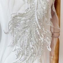 1PC White Fish Shaped Lace Sticker With Fine Embroidery, Flower Lace Patch Sewing, Adding Ball Dress, Wedding Dress - White - View 3