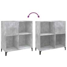Engineered Wood Record Cabinet In Concrete Grey 84.8x89 Cm Stylish Storage Solution For Living Room Or Bedroom - Grey - View 6