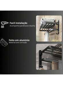 Porta Toalha Suporte Duplo Toalheiro Banheiro Lavabo 57cm