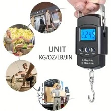 1 pieza Báscula de mano portátil electrónica, mini báscula para equipaje con regla, báscula para bolsa de pesca