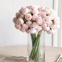 Set de 9 piezas de ramos de peonía artificial, ramo de 27 cabezas de flores artificiales, adecuado para bodas, fiestas, decoración del hogar, fiestas de vacaciones, ramo de rosas artificiales para el Día de los Enamorados - Flores de peonía y camelia artificiales de plástico para decoración del hogar, sala de estar, boda, fiesta, Día del Padre, Día de la Madre, graduación, centros de mesa, accesorios de fotografía y arreglos florales de novia para bodas