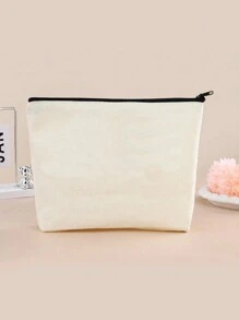 1pc herbruikbare canvas tas, modieuze canvas cosmetische tas, draagbare reis toilettas met rits, reis organizer tas, cosmetische tas, toilettas, pennenetui met rits, EHBO-tas, reis medicijn opbergtas