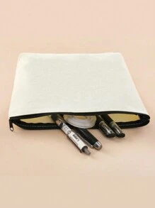 1pc herbruikbare canvas tas, modieuze canvas cosmetische tas, draagbare reis toilettas met rits, reis organizer tas, cosmetische tas, toilettas, pennenetui met rits, EHBO-tas, reis medicijn opbergtas