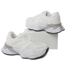 [Size Up Half Size] Women Colorblock Platform Soft Sole Walking Spring Chunky Sneakers Platform Trainers Sporty Style Essential Versatile For Everyday Wear, Casual, Travel, Weekend, Streetwear, Daily, Airport, City Explorer, Party, Concert, Waking, Campus, College Outfits, School, Business Casual, Walking, Summer, Spring, Autumn, Winter | Grey Pink White - ETHAN-1 - 白色 - 查看 6