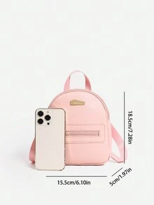 Adjustable Strap Work Backpack, Zipper Commuter Purse - Pink Backpack - Pink - View 3