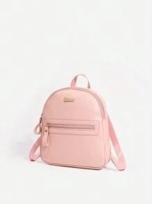 Adjustable Strap Work Backpack, Zipper Commuter Purse - Pink Backpack - Pink - View 6