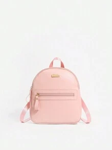 Adjustable Strap Work Backpack, Zipper Commuter Purse - Pink Backpack - Pink - View 5