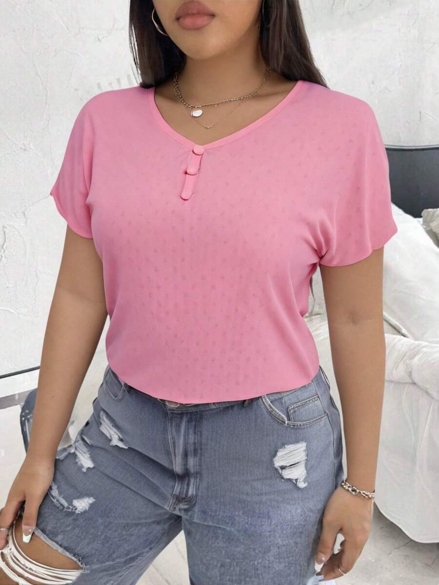 Plus Size Women Tops - 粉色 - 查看 1
