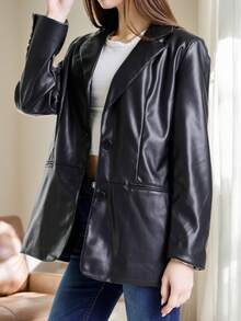 Chaqueta suelta para mujer, top ancho suelto que estiliza, chaqueta de talla media a larga, chaqueta