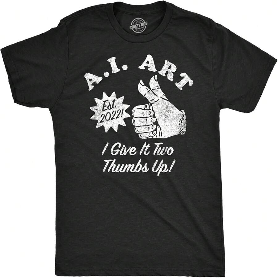 Funny T Shirts AI Art Sarcastic Technology Graphic Tee For Men - Black - View 1