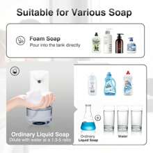 No-Touch Foam Soap Dispenser, Automatic Liquid Soap Dispenser, Automatic Soap Dispenser, Kitchen Soap Dispenser, Soap Dispenser, Striped Soap Dispenser, 4-Level Adjustable Foam Hand Soap, Wall-Mounted Or Countertop, 13.5oz Electric Foaming Soap Dispenser, Suitable For Bathroom, Kitchen, Restroom, School, Hotel, Public Places, Essential For Halloween And Christmas - BFP3N - View 9
