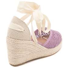 Women's Lace-Up Platform Sandals, Thick Sole Casual Sneakers, Women's Platform Thick Bottom Athletic Walking Shoes - Purple - View 4