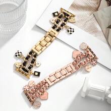 1 件女士时尚手工皮绳吊坠锌合金不锈钢腕带，适合 38/40/41/42/44/45/49 毫米，兼容 Apple Watch Ultra/SE/10/9/8/7/6/5/4/3/2/1 - 粉色 - 查看 5