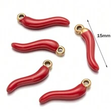 5 Stücke Edelstahl Metall Rot Chili Pfeffer Anhänger Gemüse Charm für DIY Schmuckherstellung Ohrringe Halskette Armband Zubehör