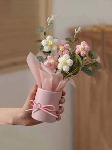 1 件情人节礼物毛绒花束，手工针织花束，向日葵花束，仿真玫瑰花束，适合情人节、生日、母亲节、圣诞节、复活节 - 彩色 - 查看 4