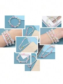 67 piezas de Cuentas en forma de corazón de 10mm con efecto de craquelado para hacer joyería - Accesorios del Día de San Valentín - Pulsera, collar, cadena de teléfono para pareja, accesorios para el cabello DIY, decoraciones