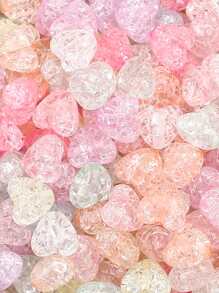 67 piezas de Cuentas en forma de corazón de 10mm con efecto de craquelado para hacer joyería - Accesorios del Día de San Valentín - Pulsera, collar, cadena de teléfono para pareja, accesorios para el cabello DIY, decoraciones