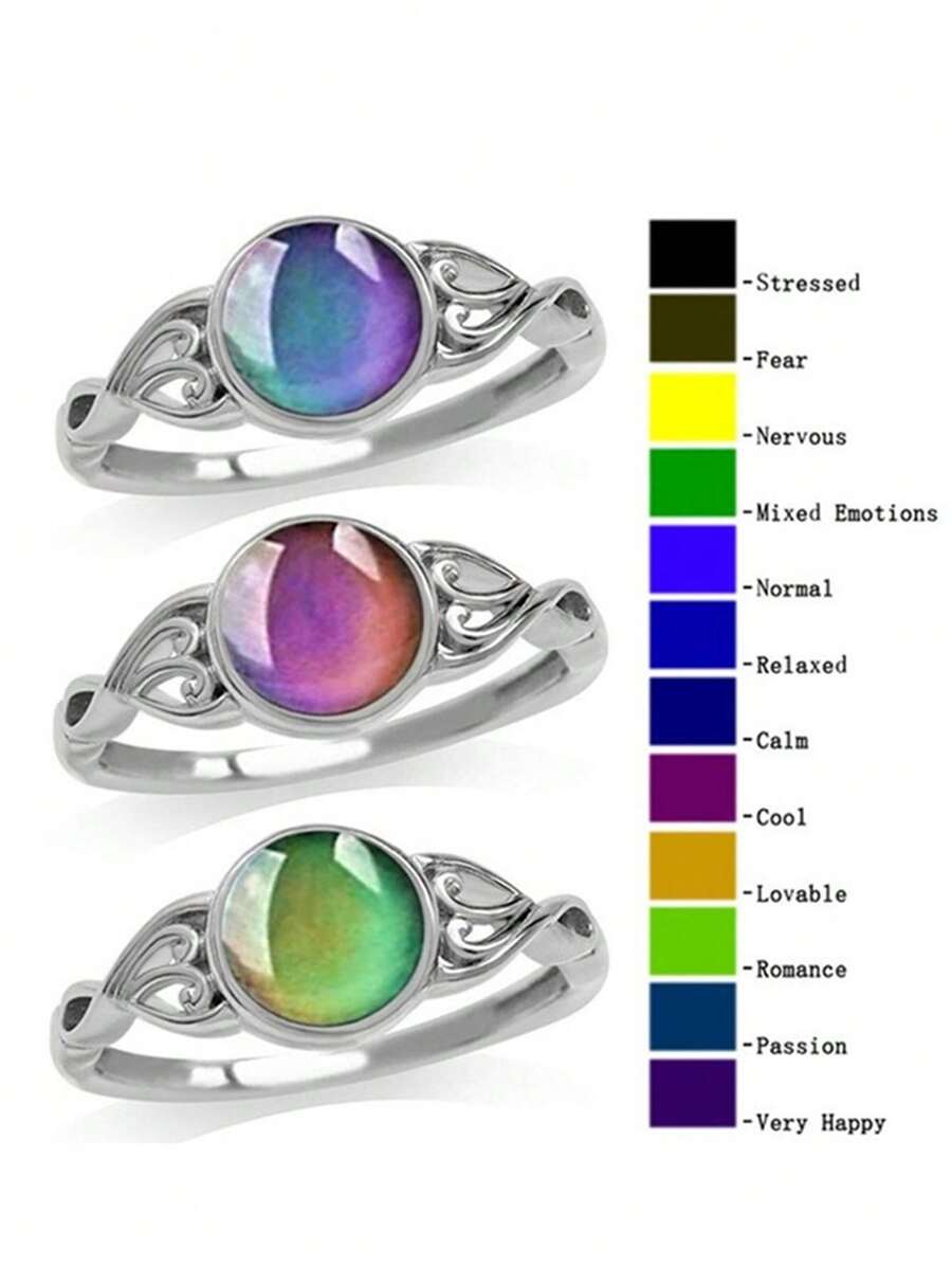 1pc Elegant Temperature Sensing Color Changing Ring, Emotional Temperature Sensitive Mood Ring Suitable For Women, Couples Everyday Wear, Engagement, Wedding, Valentine's Day, Christmas, Birthday, Anniversary Events,Mom,Mother,Mother's Day,Gift