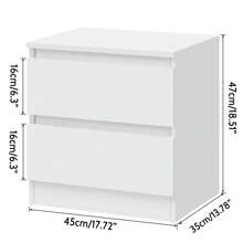 2 Drawers Nightstand For Bedroom, Bedside End Table Organizer, Small Night Stand, Wooden White Finish 17.7" X 13.8" X 18.5"